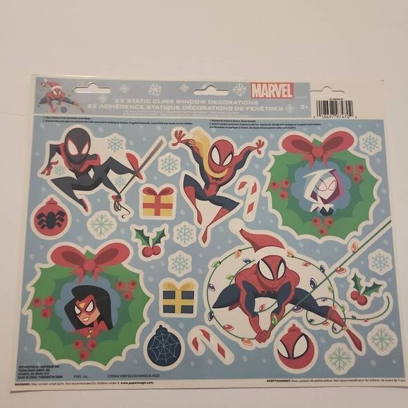 Marvel Spiderman Lot of 2 Christmas Activity Book and Sheet of Static Cling Wind - Picture 5 of 9